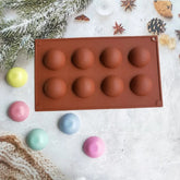 قالب سيليكون نصف كرة 8 تجويف