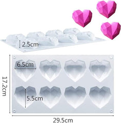 8 cavity hearts silicone mold
