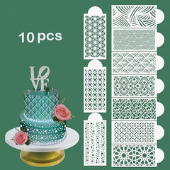 قالب ستنسل لتزيين الكيك مجموعة 10 قطع pc- 1889OD