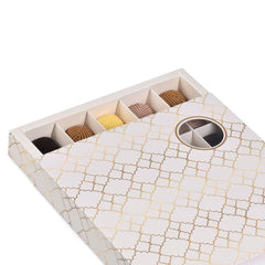 Luxury box for chocolate and sweets with a transparent window, beige color - 25 sections