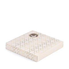 Luxury box for chocolate and sweets with a transparent window, beige color - 25 sections