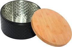 علب تخزين معدنية لتخزين الشوكولاتة والبسكويت والحبوب اللون اسود