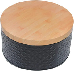 علب تخزين معدنية لتخزين الشوكولاتة والبسكويت والحبوب اللون اسود