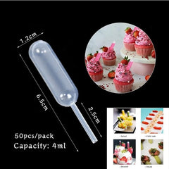 ماصات حقن الكب كيك بلاستيك 4 ملم 50 قطعة