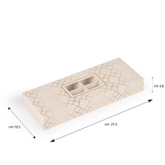 علبة فاخرة للشكولاتة والحلويات بنافذة شفافة اللون بيجي بزخارف ذهبية