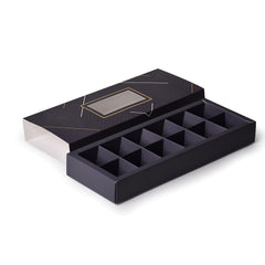 علبة فاخرة للشكولاتة والحلويات بنافذة شفافة اللون كحلي