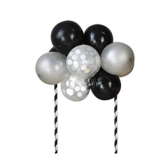 Black and silver confetti balloons, 10 balloons 