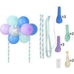 Confetti balloons in blue, green and purple colors, 10 balloons